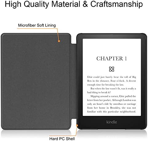 Case se encaixa em 6 polegadas Kindle 10th Generation 2019 Libert Ebook Reader Caps Premium PU Leather à prova d'água Slimshell com despertar / sono automático - folha de lótus