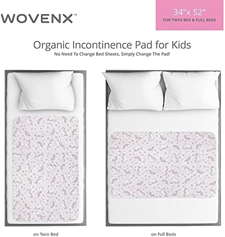 Almofadas de incontinência orgânica do wovenx para crianças e crianças - 5 camadas Protetores à prova d'água para molhar a cama noturna