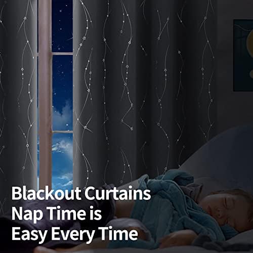 Cortinas de blecaute de crianças bimentos 84 Comprimento, estrela e onda de cortinas escurecentes cortinas térmicas com isolamento