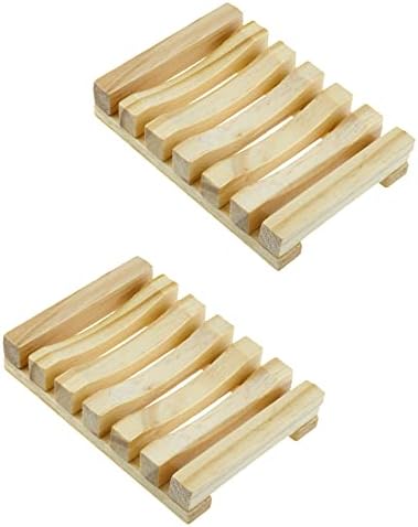 Crapyt Natural Wood Soap Soap Soap Soap Sove Saver 4 PCS Textura para banheiro/cozinha/jardim Sabão interno/externo