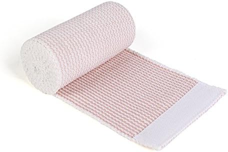 Bandagem elástica de algodão do Hospora, 4 polegadas x 13-15 pés de comprimento esticado com fechamento de gancho