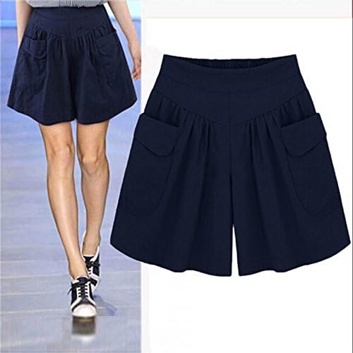 Calça tamanho shorts de compressão Lady Leggins Solid Summer Summer Summer Leggings elásticos, além de bolsos de calças casuais calças de shorts casuais