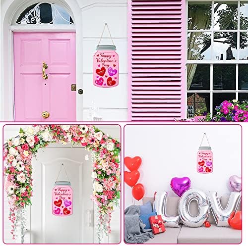 W1CWEY ​​Dia dos Namorados de madeira de madeira em forma de jarra de madeira decoração de porta de madeira, rosa Decoração