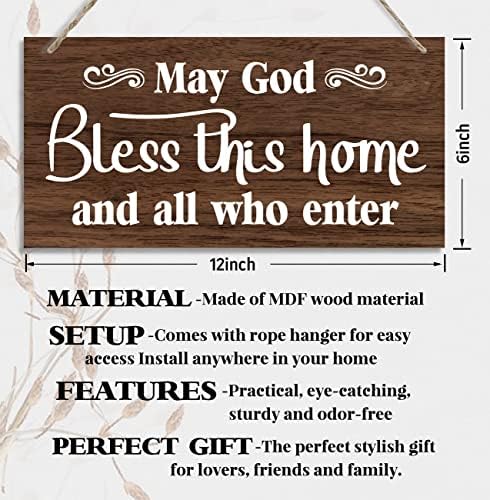 Pendurado que Deus abençoe este sinal de decoração de madeira em casa, decoração de placa de madeira impressa em madeira,
