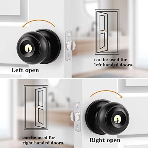 Botão da porta RULART com bloqueio de bloqueio - maçaneta da porta com chave para a porta do banheiro e exterior do banheiro, maçanetas da porta de entrada com trava e chave ， cetim de aço inoxidável.