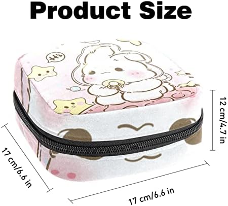 Bolsa de armazenamento de guardanapos sanitários de Oryuekan, bolsas de zíper menstrual reutilizável portátil, bolsa de armazenamento de tampões para mulheres meninas, desenho animado universo de coelho