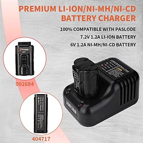 900476 902667 900200 Carregador de bateria compatível com Paslode Li-Ion, Ni-CD, Ni-MH Bateria 404717 B20544E BCPAS-404717 404400 900400 900420 etc.