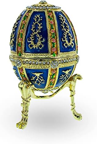 Bestpysanky 1899 doze painel ovo de Páscoa Imperial em esmalte azul no esmalte azul