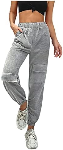 Calças de perna larga para mulheres calças de cordão de tração esportes de cor sólidos com perneiras com calças casuais soltas de