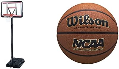 Sistema de basquete portátil ajustável na Court Lifetime Pro Court, backboard de 44 polegadas, Red/White & Wilson Sporting Goods