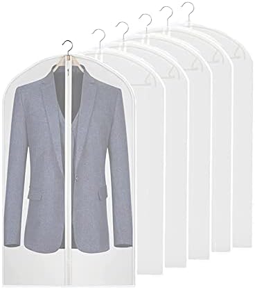 Sacos de vestuário para pendurar roupas leves de traje translúcido com zíper completo M tamanho, 6 pcs