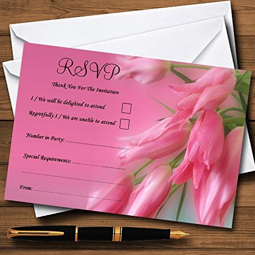 Flores rosa quente Cartões RSVP personalizados
