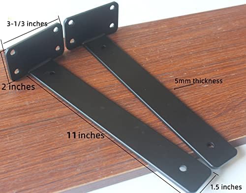 Pacote de 8 - suportes de ferro preto de 4 polegadas L Black Lelf suportes de prateleira, suporte de prateleira de metal, suporte
