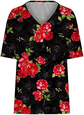 Tops de verão feminino 2023 Casual Casual Casual Camisetas de Manga Casual V Camisetas Plus Tamanho Floral Camisadas de Bloups Trendy Bloups