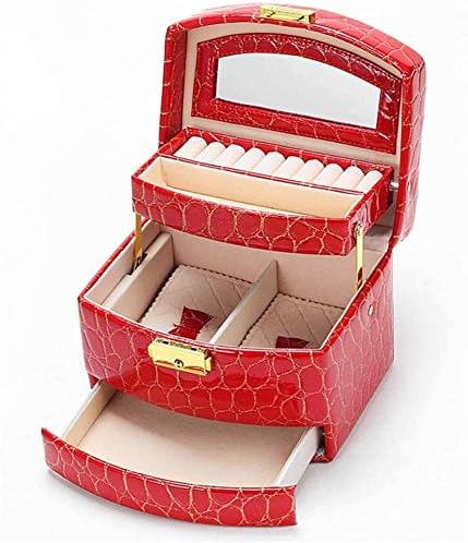 Jóias Organizador de Jóias Mostra de Locker Moda requintada Caixa de jóias de jóias artesanais Caixa de jóias de viagens Caixa de armazenamento Rack / Red / 16 * 13 * 12cm