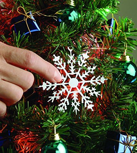 Xodus Innovações 1225LS Snowflake LIGADO/OFF Controle de toque Ornamento para luzes de árvores de Natal, branco, plástico