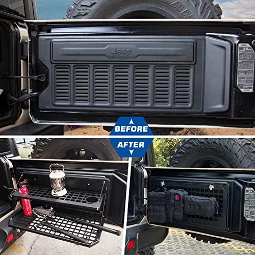 AL4x4 Tailgate de 2 camadas traseira traseira de armazenamento dobrável Rack de acampamento ao ar livre para 2007-2022 Jeep Wrangler