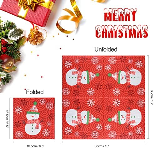 ASTARON 60 PACK NACKINS NACKINS NACKINS 3 Designs, guardanapos de coquetel de papel descartável guardanapos decorativos de Natal em