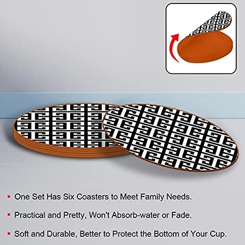 Tradição Tacameng Chaves de couro Grega Pattern Coasters, Design não deslizante Moda-russa Roupa de tapete para cafeterar