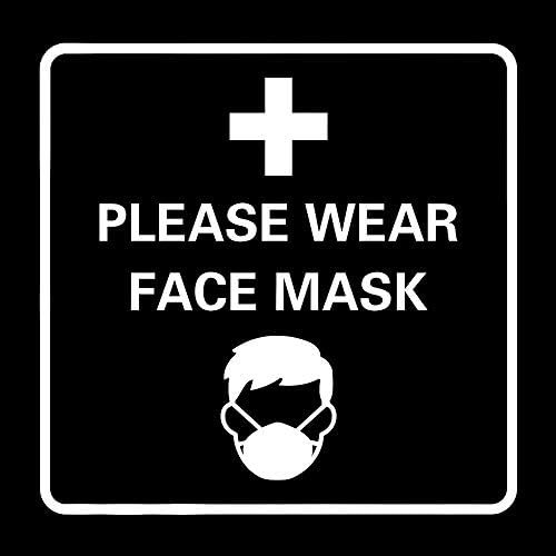 MeiTinalife, por favor, use máscara facial da janela do decalque 7.08 x7.08 máscara necessária adesivo de vinil para loja de escritório em casa window windows windows lugares públicos máscara facial usando placas 2pcs pack