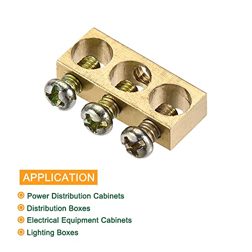 Meccanixity Terminal Terminal Bloco de parafuso Bloqueio Brass 3 posições 25mmx5.7mmx10mm para distribuição elétrica 3 pcs