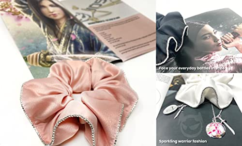 Josei 3pc Conjunto de cabelos de seda pura Scrunchies em cores macias pretas, brancas e rosa para mulheres, elásticos de