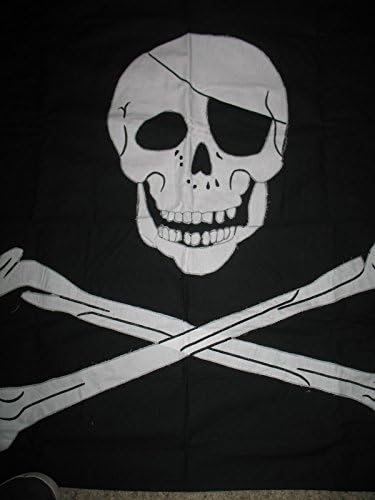 Pirata Jolly Roger com Patch Bordado Bandeira Costura Bordada 3'x5 'Cotton Banner com clipes