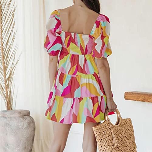 Sundresses for Women Beach Women's Sexy Off the ombro One Line Polhover Pattern Geometric Pattern Loose Floral