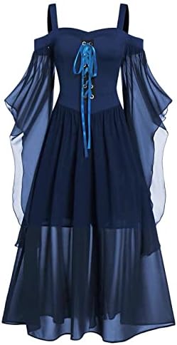 Vestidos maxi para mulheres, Womne plus size Cold Butterfly Manga Lace Up Halloween Gothic Dress