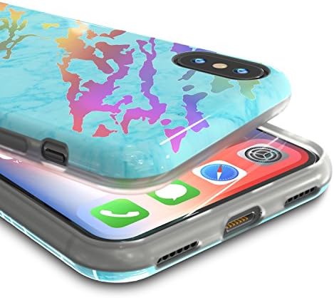 Punkcase iphone xs max mármore capa, tampa de corpo inteiro bonita e protetora com 9H Protetor de tela de vidro temperado [não deslize]