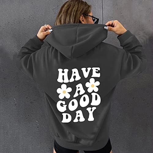 Oplxuo sim, estou com frio. Eu: 24,7 Sorto de moletom feminino Manga longa Hoodies Tops Pullover de ajuste solto casual