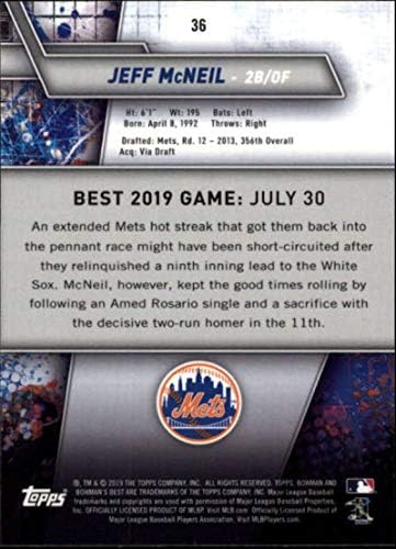 2019 o melhor nº 36 de Bowman Jeff McNeil RC Rookie New York Mets MLB Baseball Trading Card