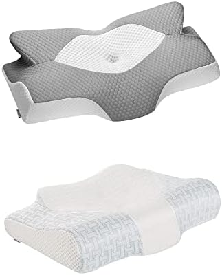 Almofado de espuma de memória cervical Elviros, travesseiros de contorno para pescoço, travesseiro de cama ergonômica ajustável
