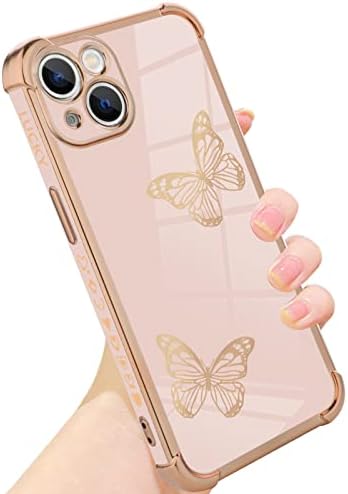 Ook Compatível com iPhone 13 Caixa de luxo Caixa de pára -choque de borda com lente de câmera completa Tampa de telefone de borboleta