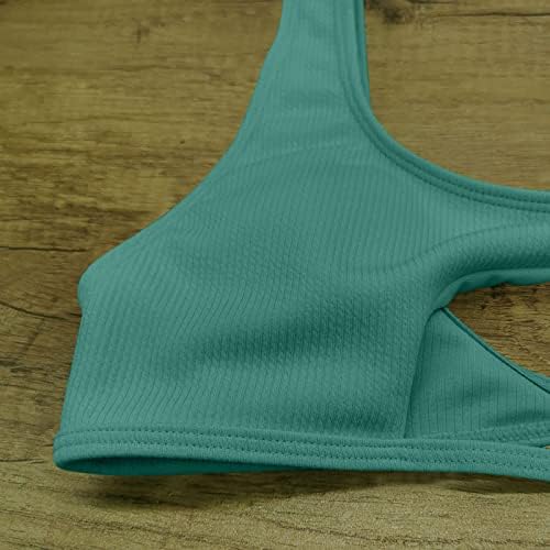 Bikinis de verão feminino Miniado 2023 Moda de cor sólida Casual Brapa larga Sling Hollow Out Bikinis Conjuntos