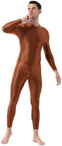 Jugaoge Men Men Sexy Bodysuit cor de corpo inteiro Alto Elasitc Clubwear Oil Gloosy Sexy Tight Shaping Macacing