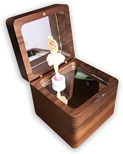 Jogue [sempre comigo] Walnut Wooden Ballerina Dancer Girl Music Box com Sankyo Musical Movement