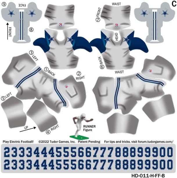 Tudor Games Dallas Cowboys NFL Home Uni-Forms, 11 jogador Kit de ação, Color Rush 2015