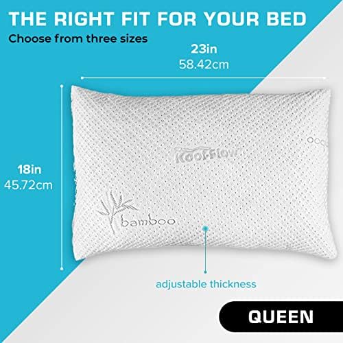 Xtreme conforta travesseiros para dormir - GreenGuard Gold Gold Certificado Ajuste Ajusta queen Memory Pillow para lateral, costas e dormentes de estômago com tampa de zíper de resfriamento removível - feita nos EUA
