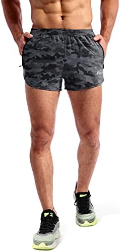 Shorts de pudolla masculino de 3 polegadas de ginástica rápida de ginástica seca para homens com bolsos com zíper