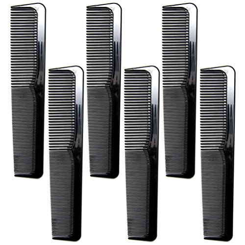 Luxxii 6 pacote - 9 Grande molho preto pente de pente de pente de barbeiro - modelando essenciais grossos/finos