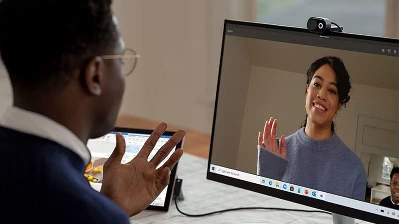 Microsoft Webcam moderno com microfone de cancelamento de ruído embutido, obturador de privacidade integrado, vídeo