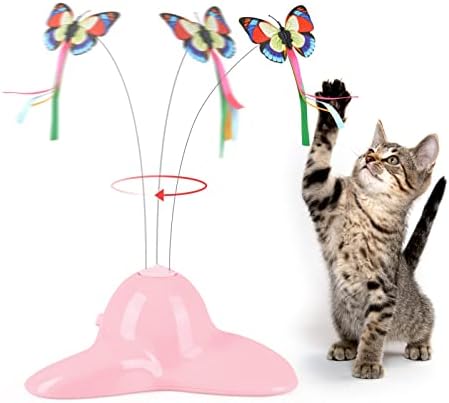 Brinquedos de gato de soker, brinquedo interativo de brinquedo de gato automático Butterfly 360 ° Toy giratório para gatos internos, com 1 substituição de borboleta
