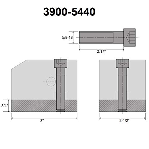 HHIP 3900-5445 T-NUT em branco com parafuso 3/4-16 x 90 mm, estilo KDK-200, 1-1/2 x 4 x 5