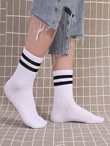 Soytemiz unissex 4 embalagem preto branco listrado meias esportivas algodão perfumado