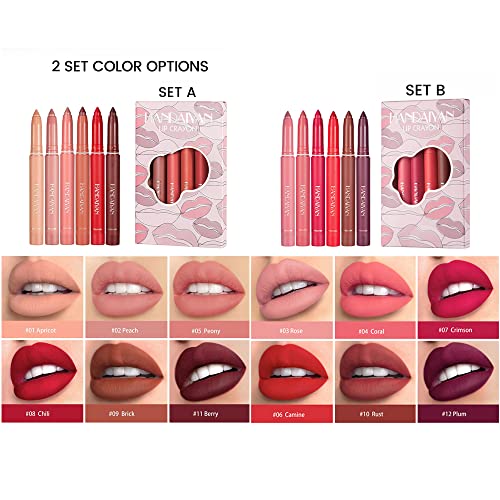 ADOUZWM 6/12 PCS Lipstick Matte Conjunto para mulheres Lips Maquiagem Lápis de lápis de lápis de lápis a água Longa Longa Longa