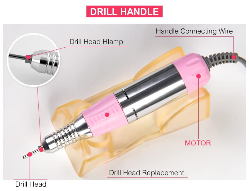 Kads 30000rpm unhas drill drill equipamento de unhas de manicure ferramentas de pedicure acrílicas rosa elétrico