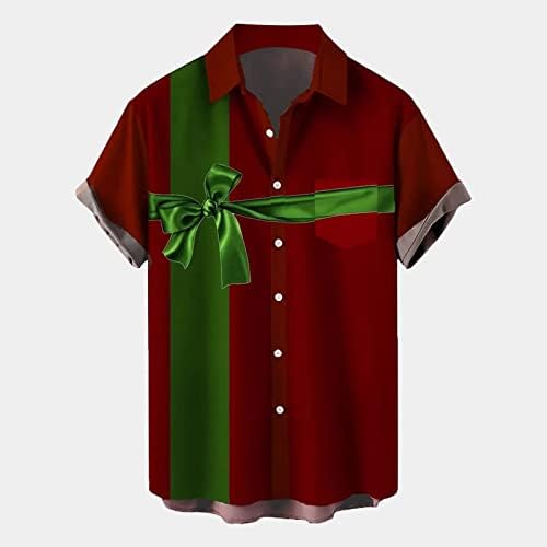 Wocachi Christmas Button Down Camisetas para masculino Manga curta Funny XMAS NOVA