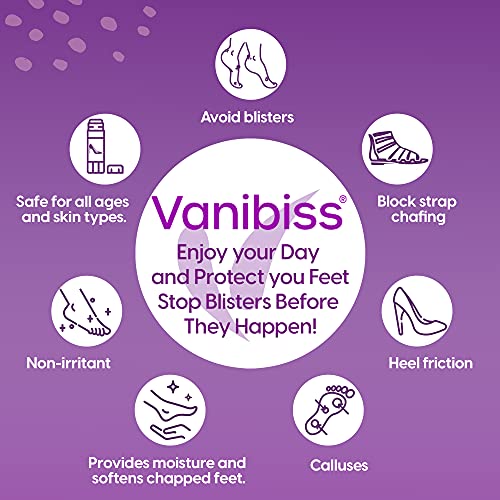 Vanibiss Foot Anti -Blister Balm - Prevenção de bolhas para os pés - Anti Friction Balm Stick - alívio do raio do pé - Bloqueador