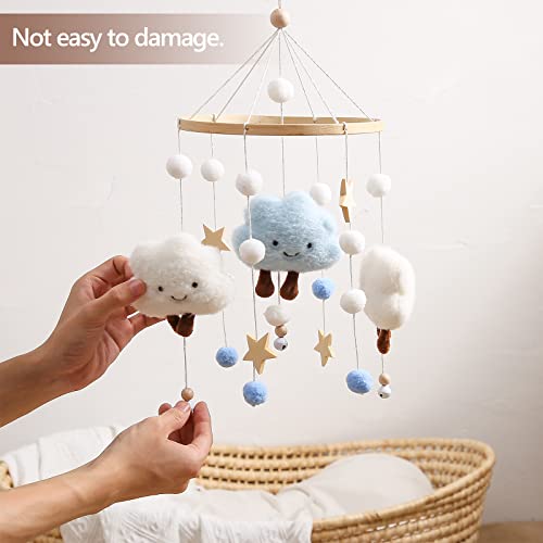 MacABaka Baby Mobile para berço, Boho Cloud Mobile Macrame Tassels com Toys giratórios pendurados Mobiles Decoração da cama infantil